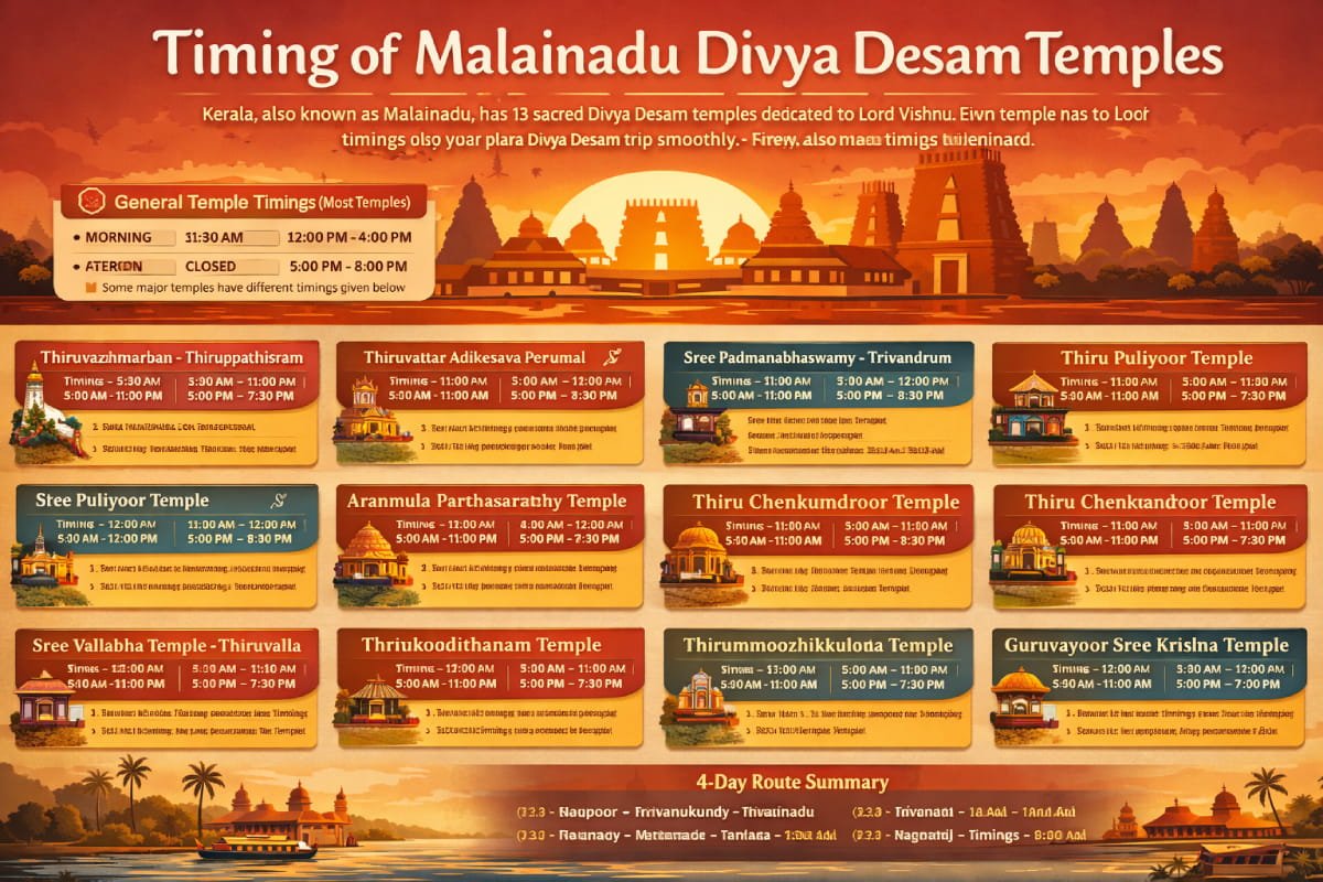 Timing of Malainadu Divya Desam Temples