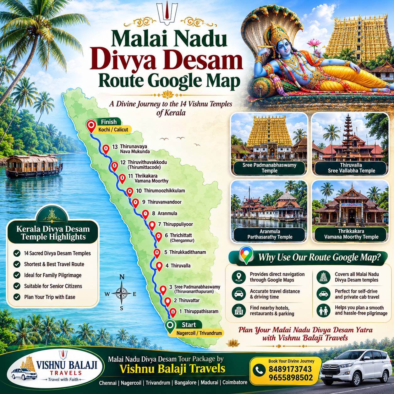 Kerala Divya Desam Route Map Kerala Divya Desam Route Google Map 